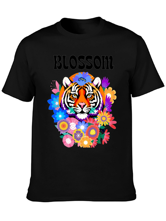 Tiger Blossom Graphic Tee - Floral Tiger Design
