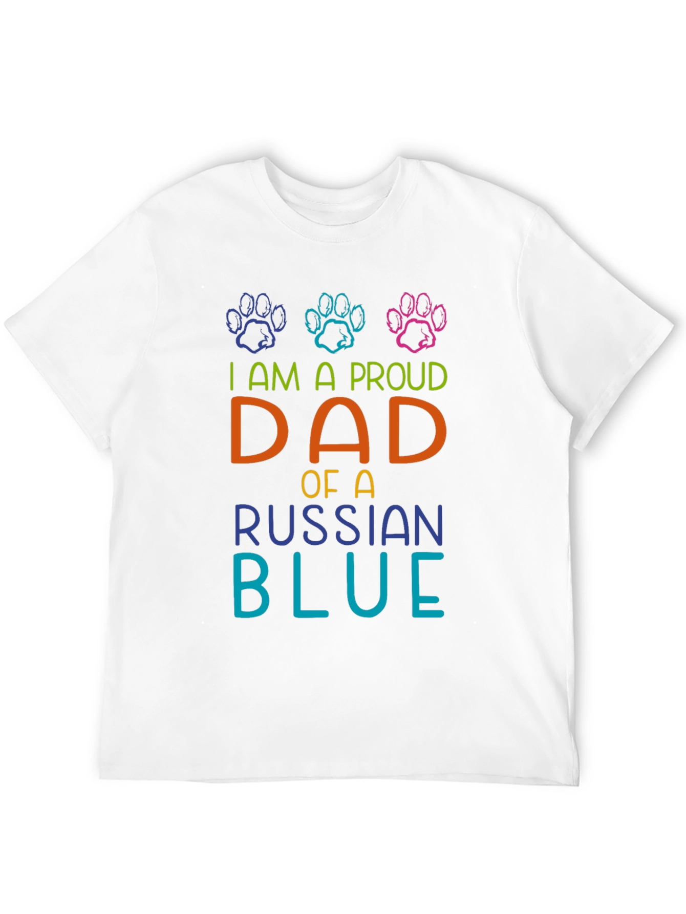 Proud Dad Russian Blue Cat Paw Print T-Shirt