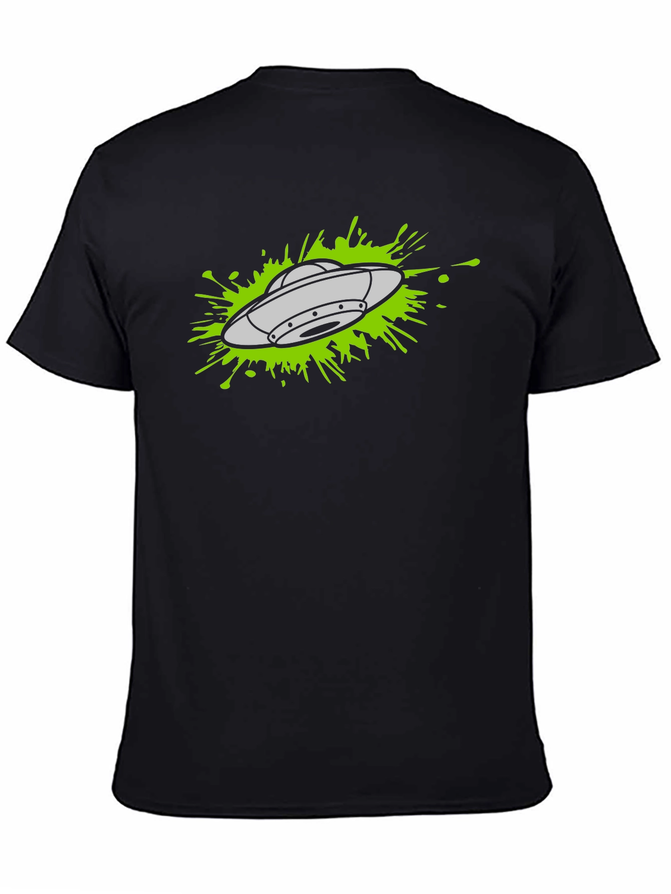 UFO Splatter Graphic Tee - Black Cotton T-Shirt