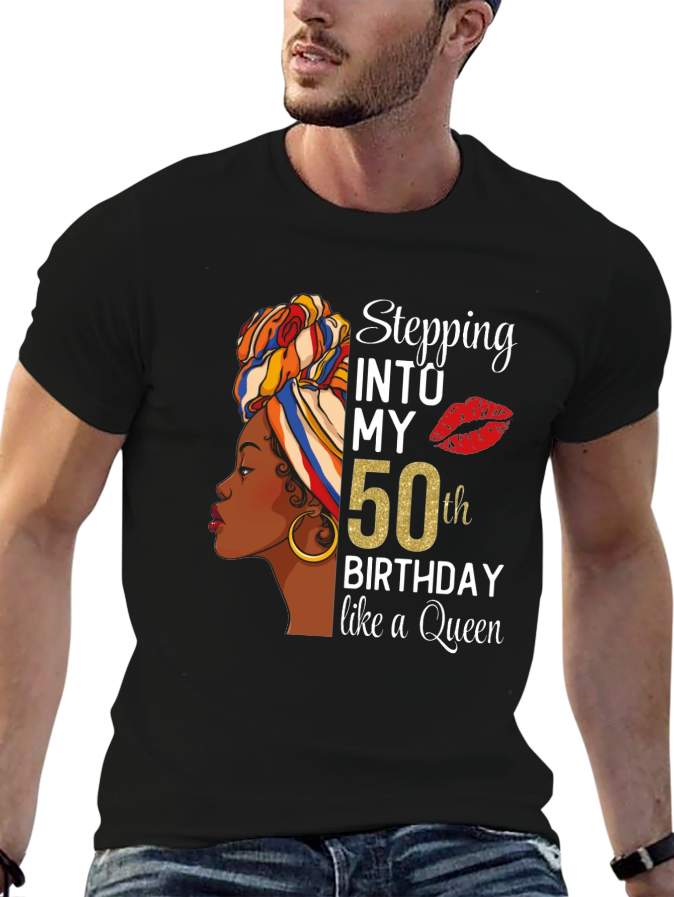 Stepping Into My 50th Birthday Queen T-Shirt