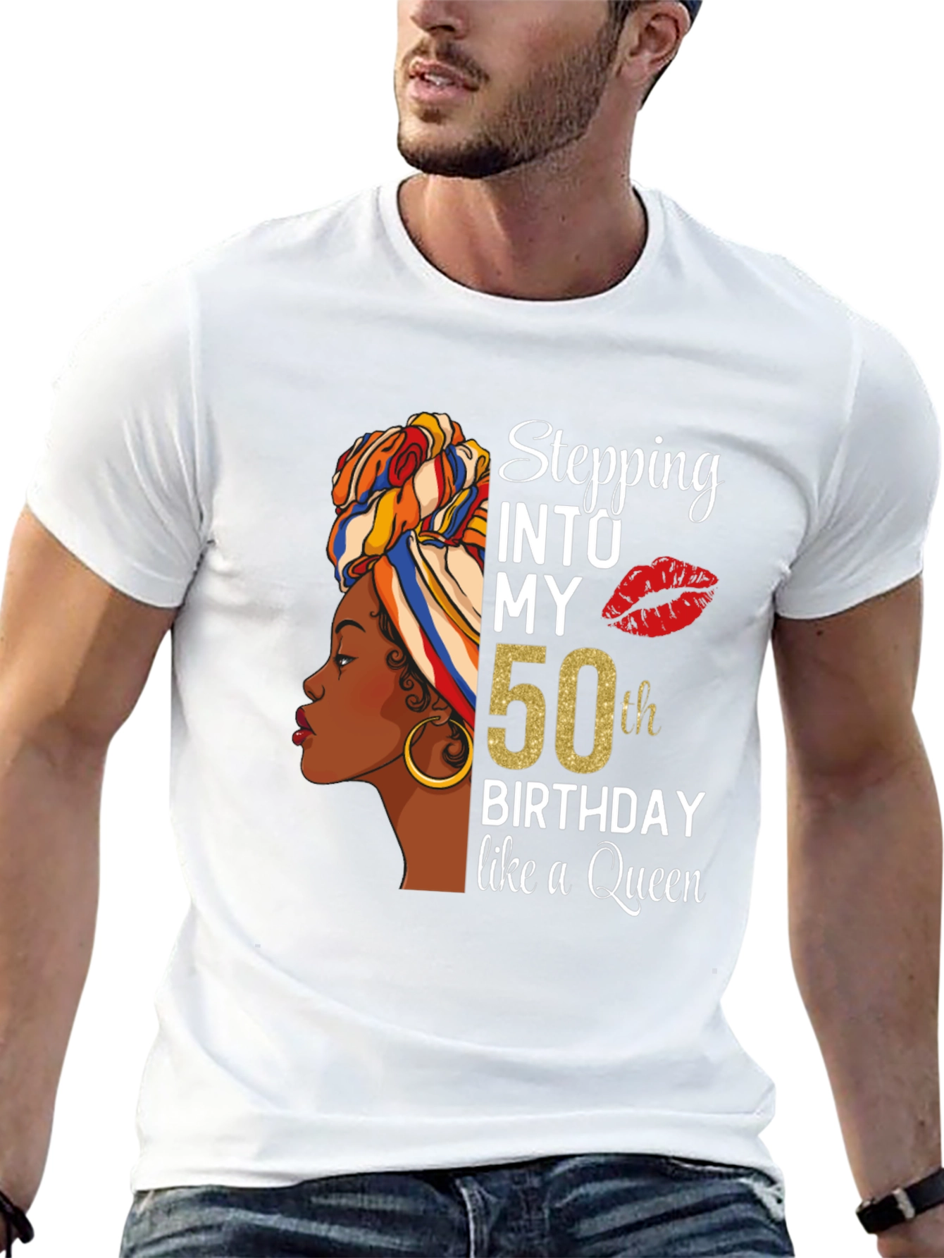 Stepping Into My 50th Birthday Queen T-Shirt