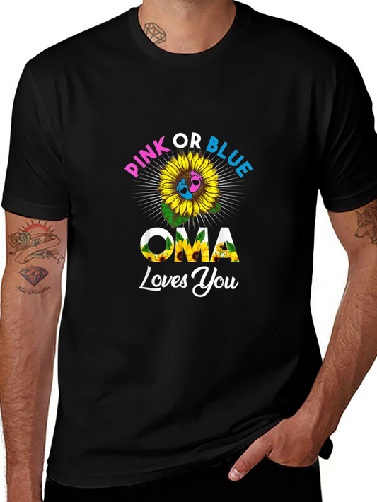 Pink or Blue Oma Loves You Gender Reveal T-Shirt