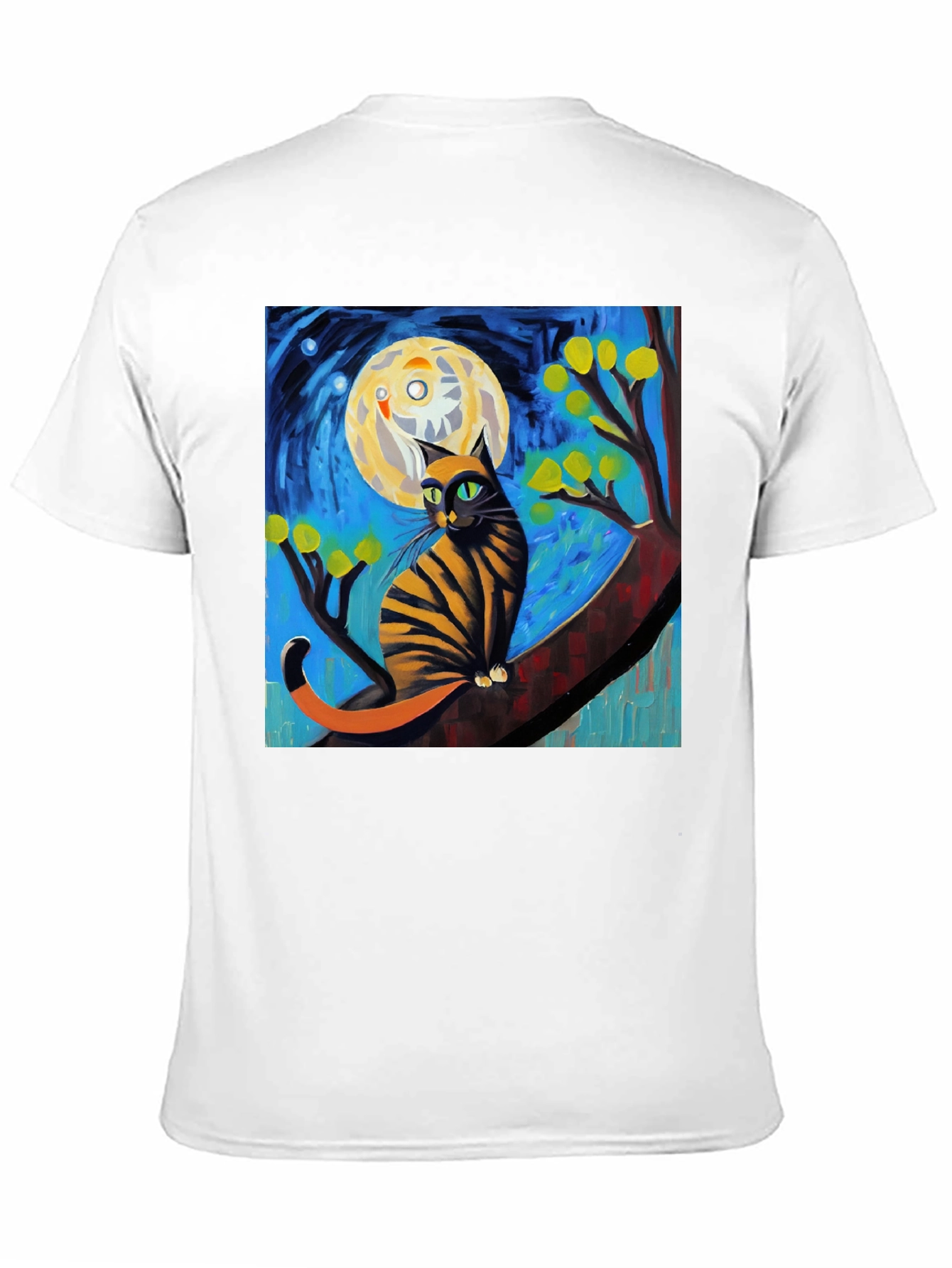 Starry Night Cat T-Shirt - Unique Art Tee
