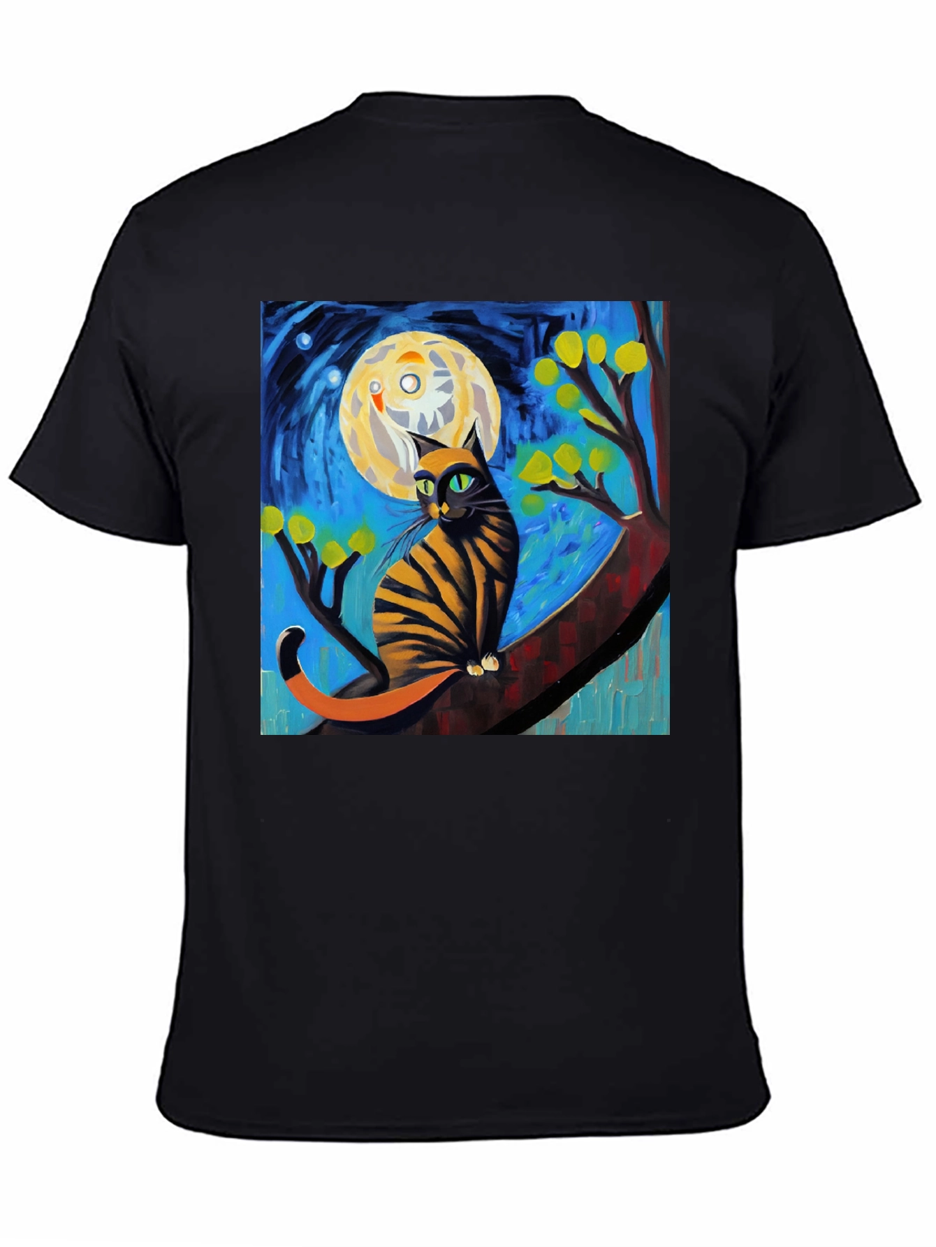 Starry Night Cat T-Shirt - Unique Art Tee