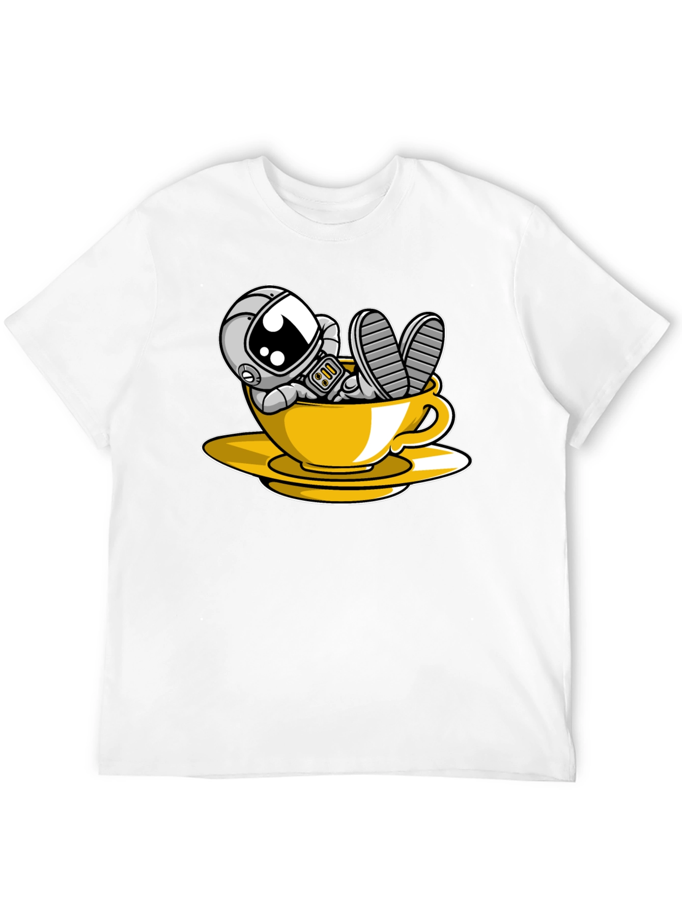 Astronaut in Teacup Graphic Black T-Shirt
