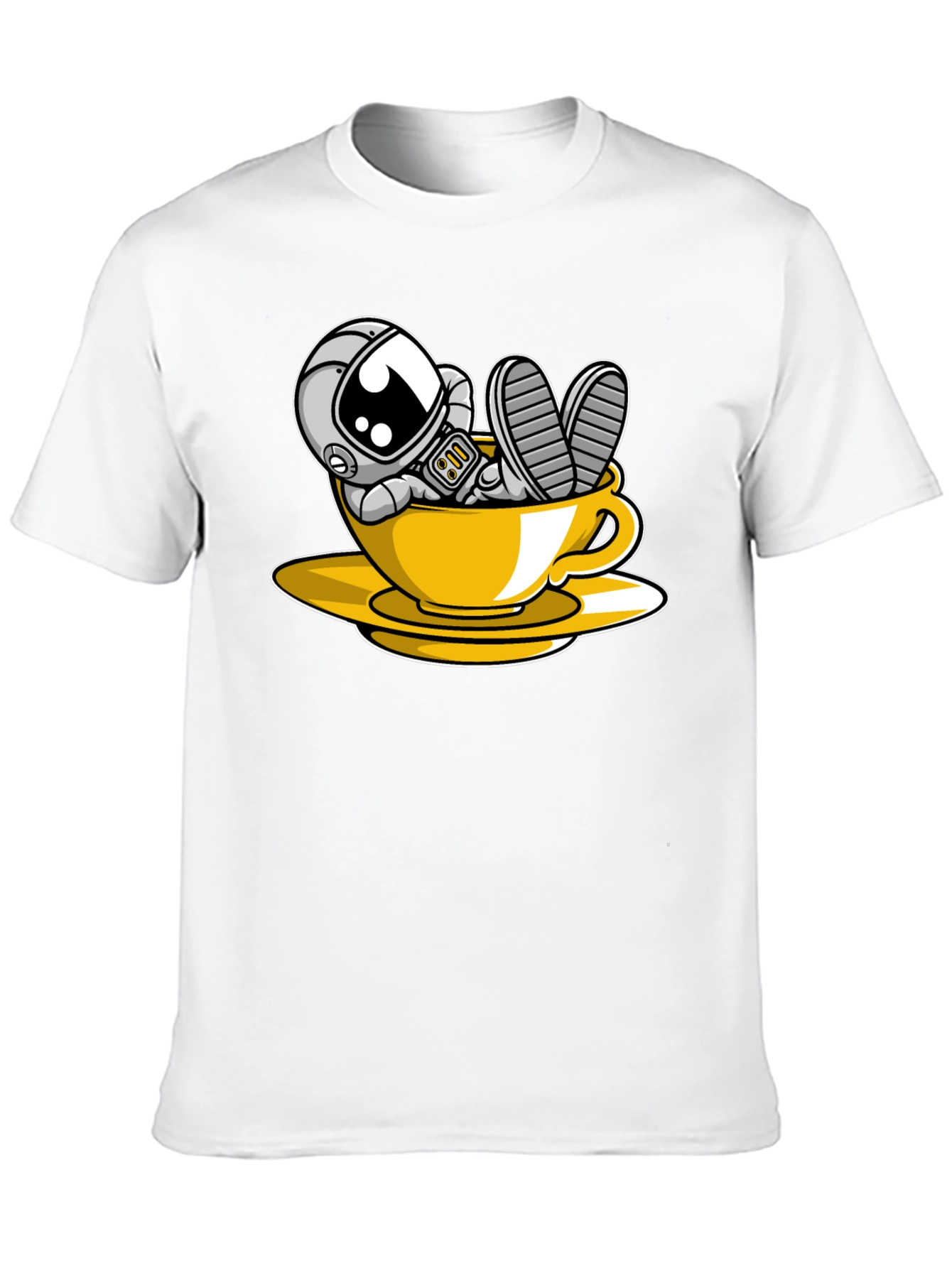 Astronaut in Teacup Graphic Black T-Shirt