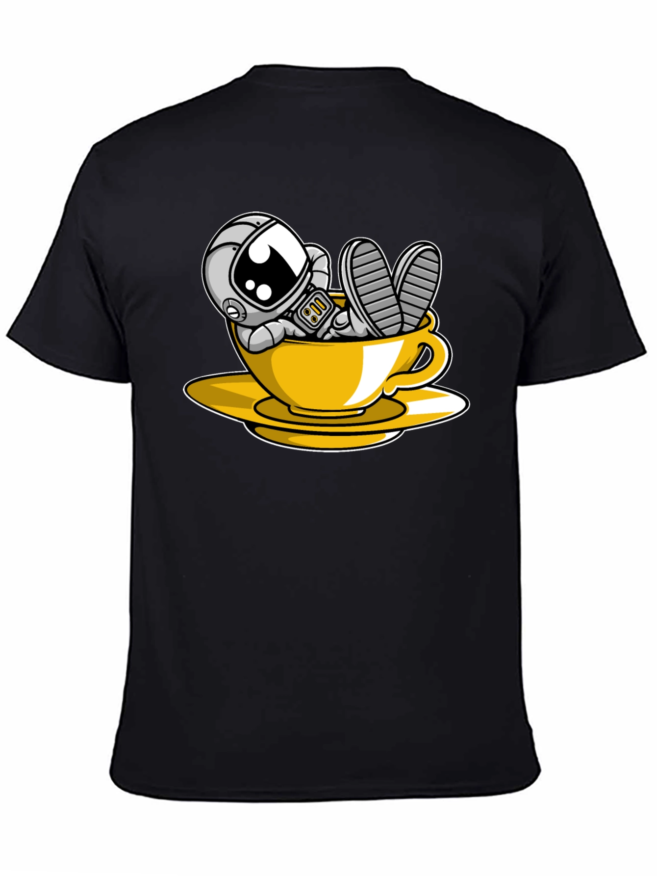 Astronaut in Teacup Graphic Black T-Shirt