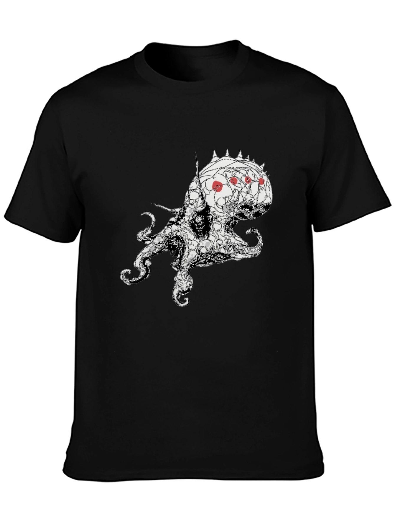 Octopus Graphic Tee - Black Cotton Blend T-Shirt