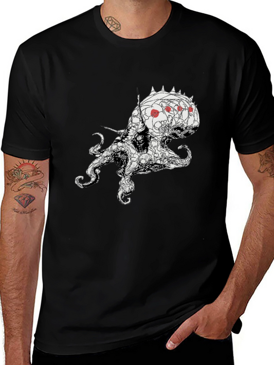Octopus Graphic Tee - Black Cotton Blend T-Shirt