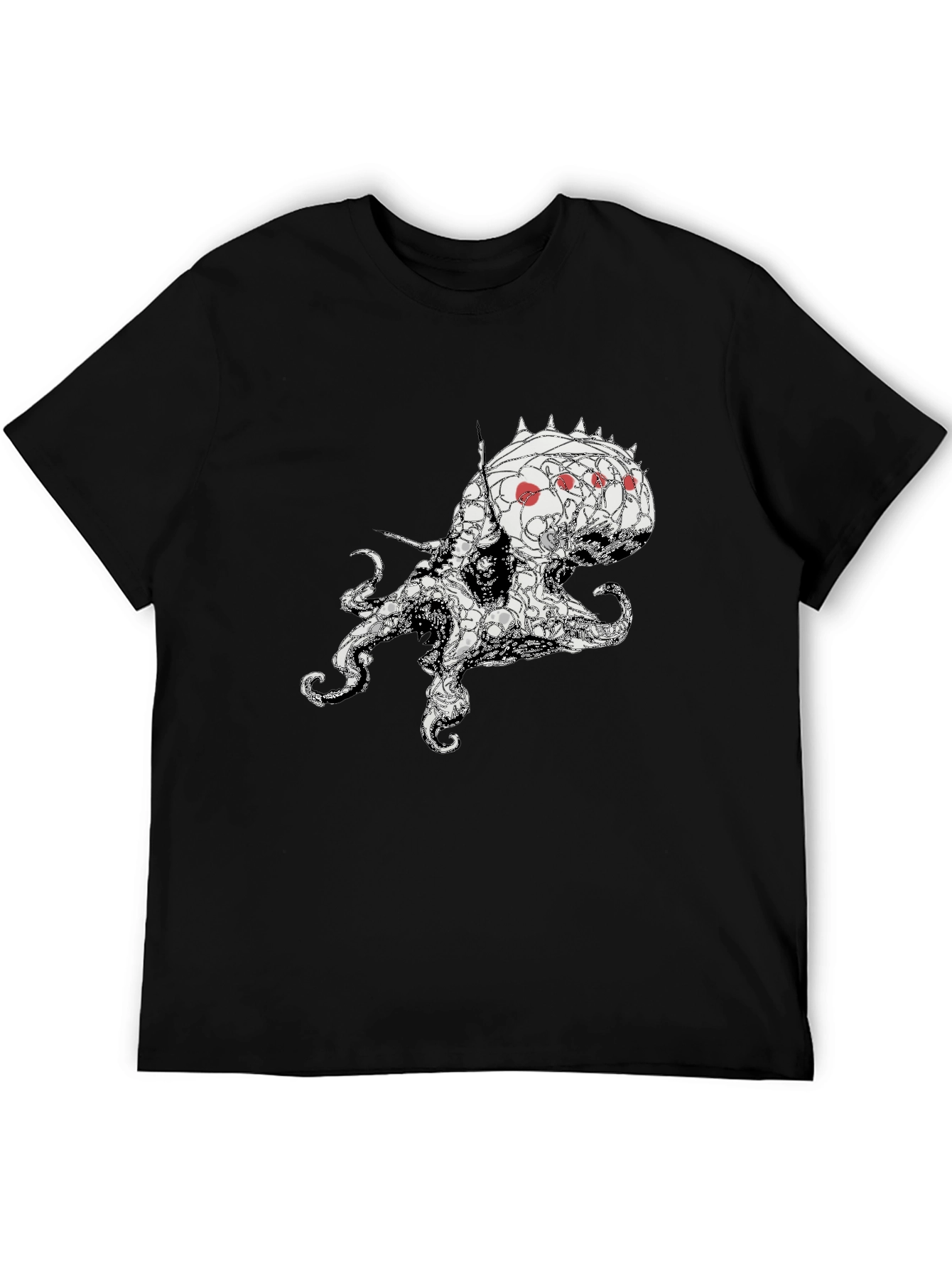 Octopus Graphic Tee - Black Cotton Blend T-Shirt