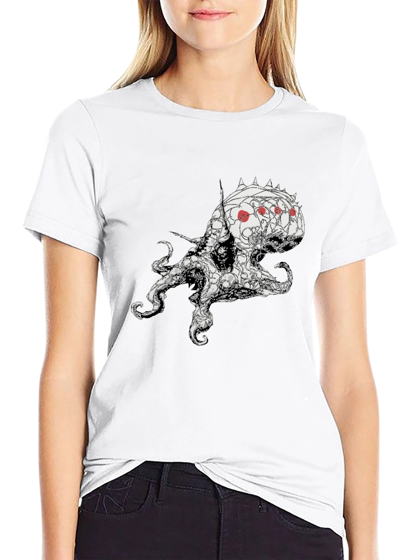 Octopus Graphic Tee - Black Cotton Blend T-Shirt