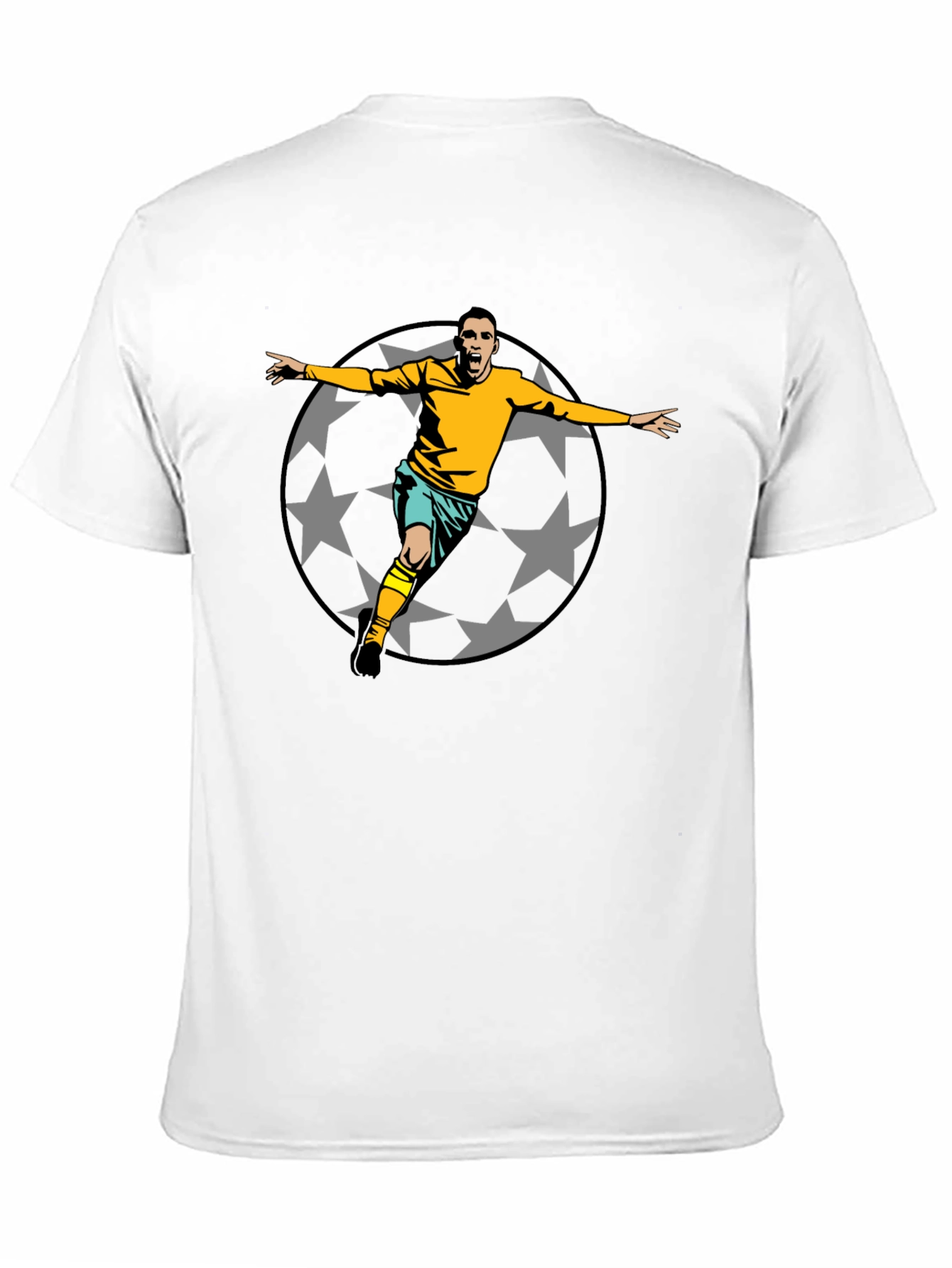 Soccer Star Graphic Tee - Black Cotton T-Shirt