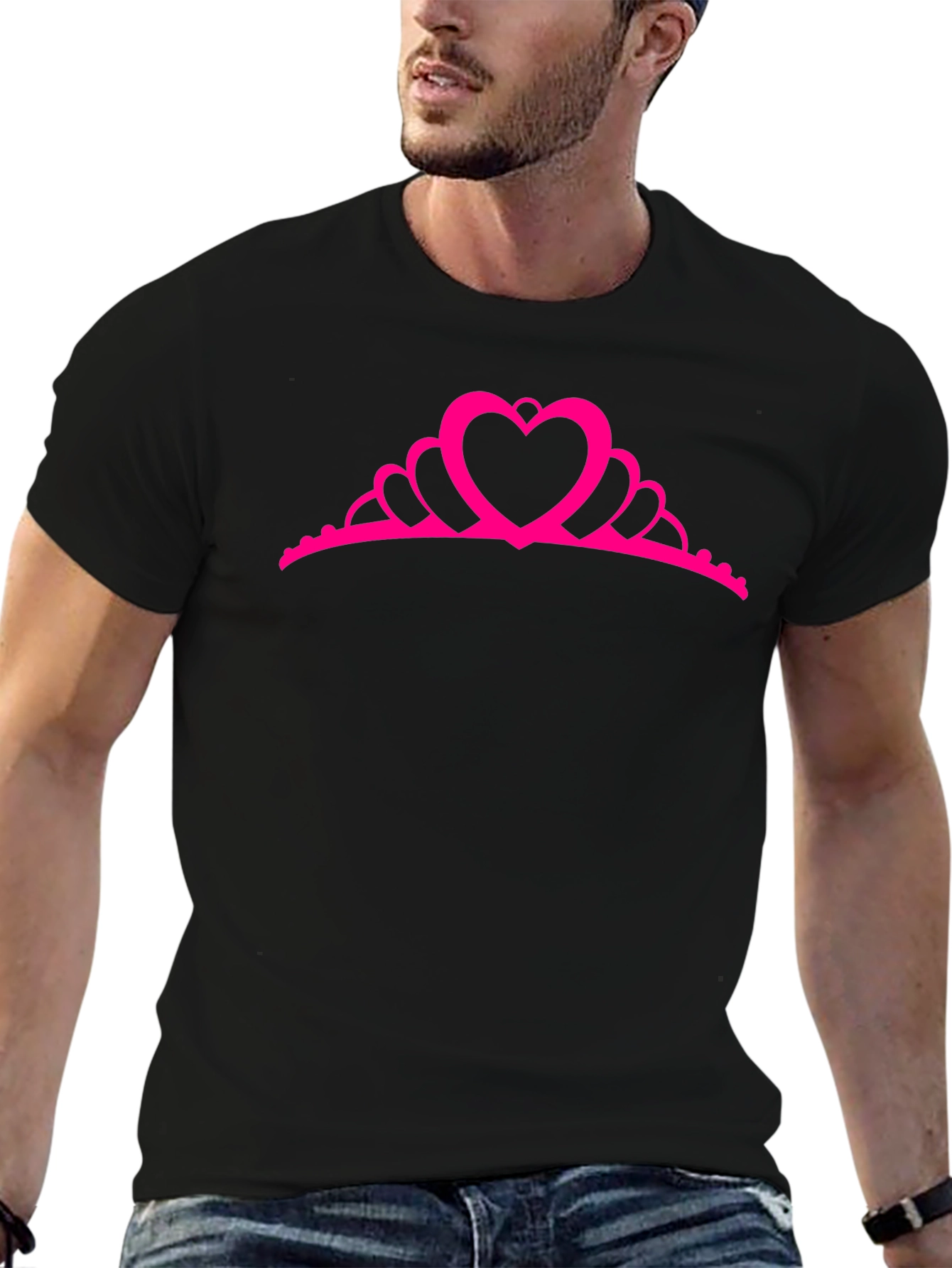Princess Heart Crown T-Shirt - Black Cotton Tee