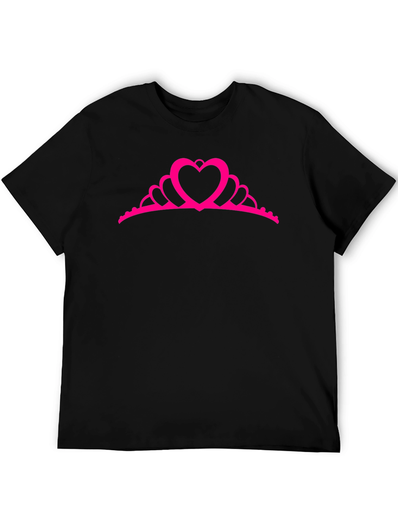 Princess Heart Crown T-Shirt - Black Cotton Tee