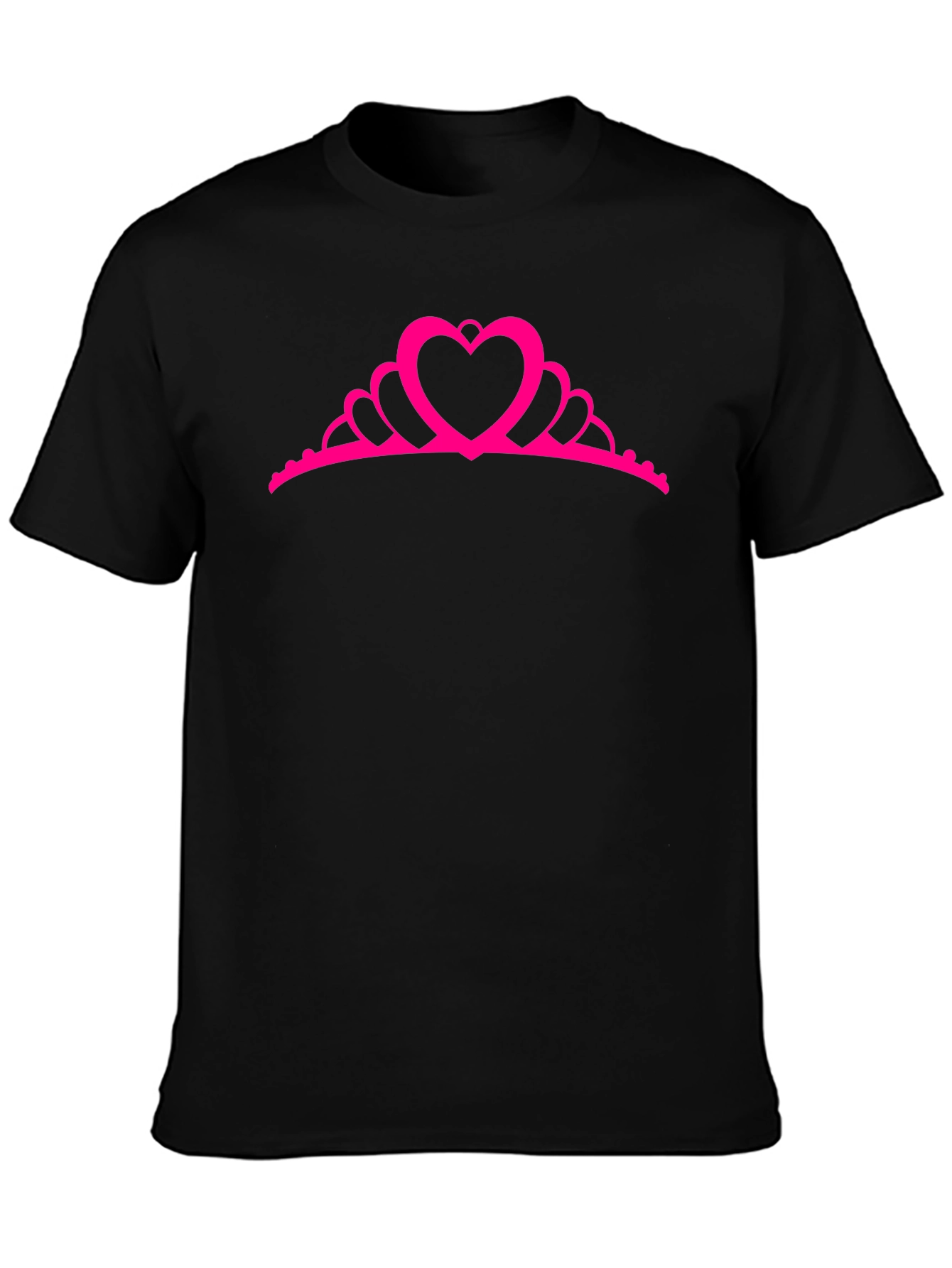 Princess Heart Crown T-Shirt - Black Cotton Tee