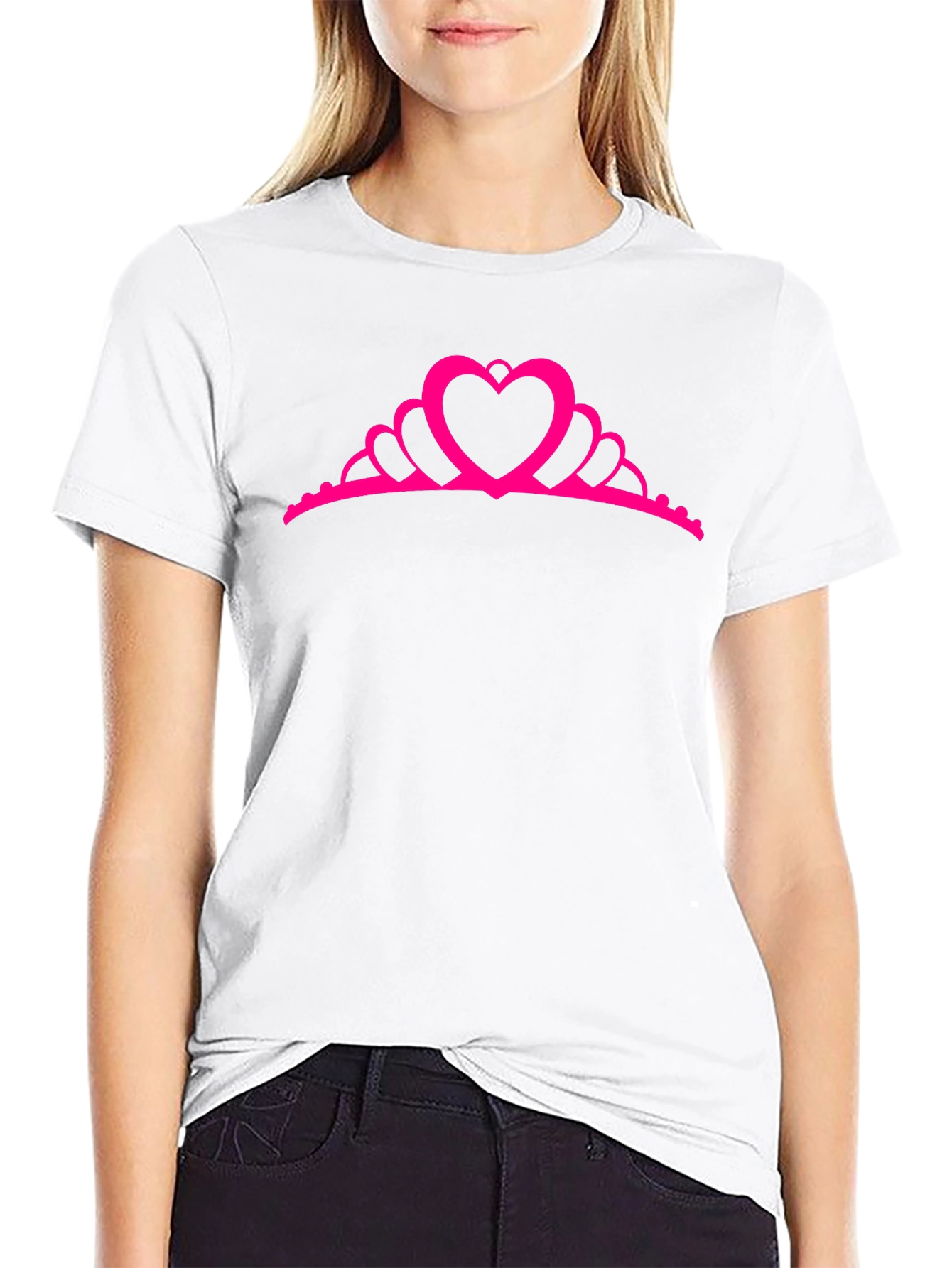 Princess Heart Crown T-Shirt - Black Cotton Tee