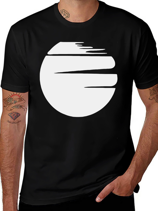 Abstract White Circle Graphic Black T-Shirt