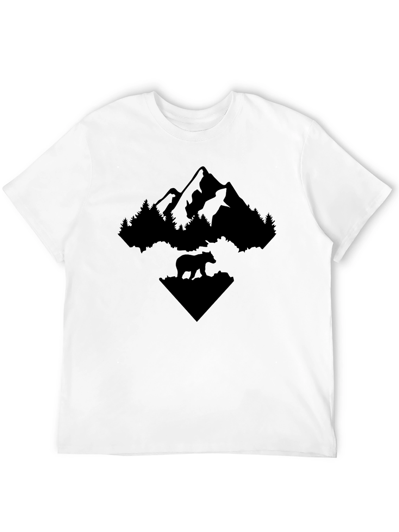 Nature Bear Mountain Graphic Tee - Black