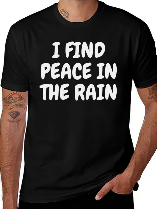 Peace in The Rain Black Cotton T-Shirt