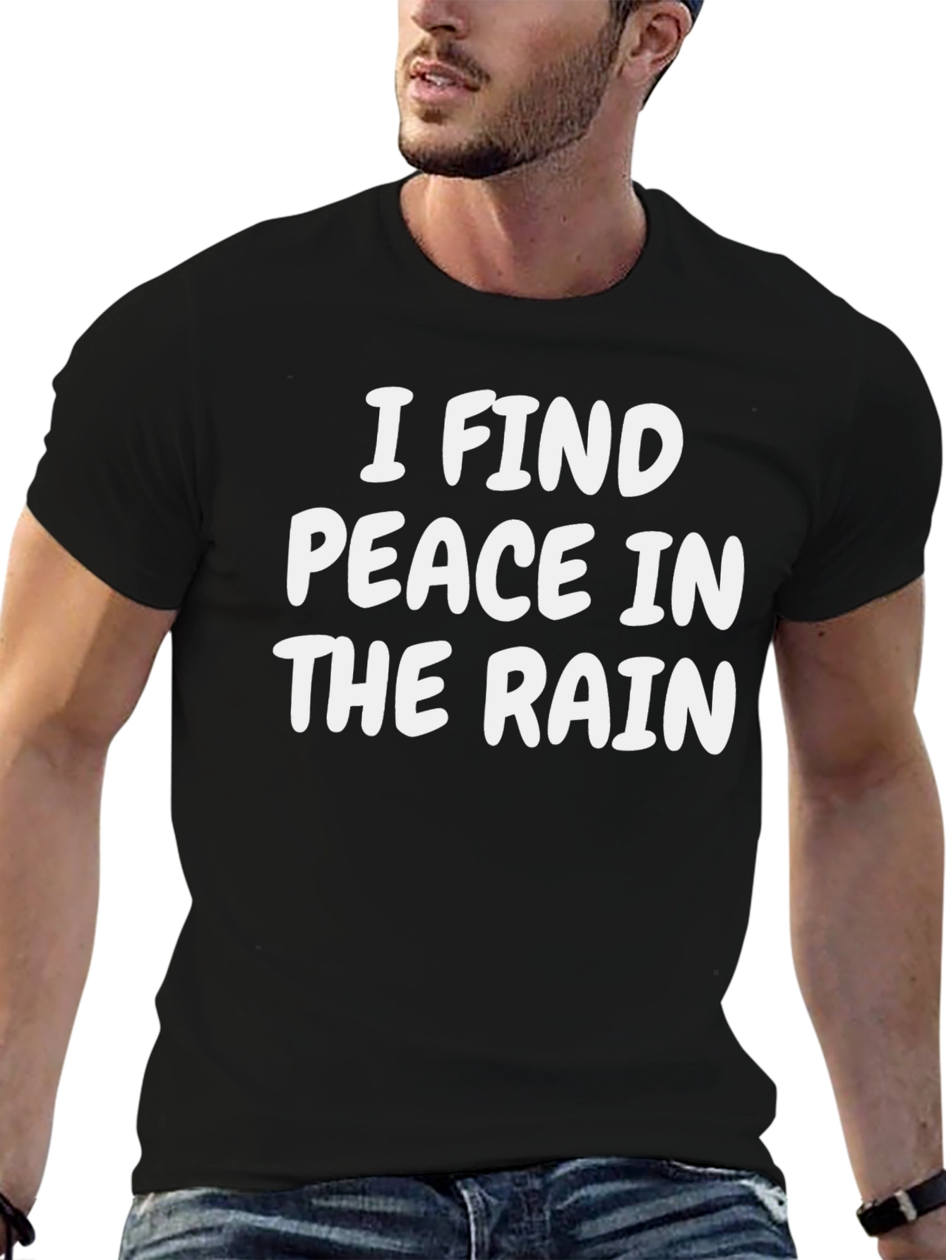 Peace in The Rain Black Cotton T-Shirt