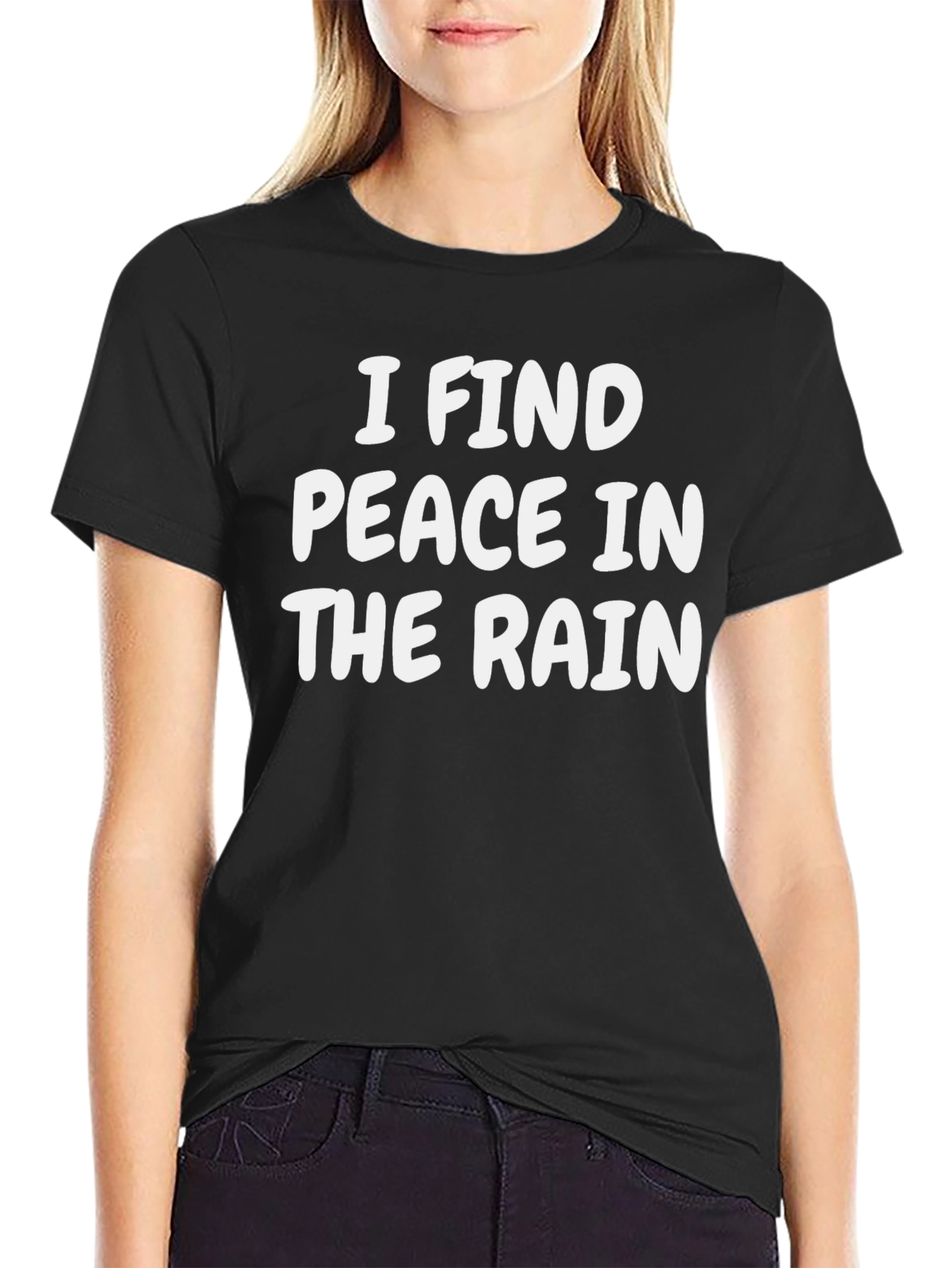 Peace in The Rain Black Cotton T-Shirt
