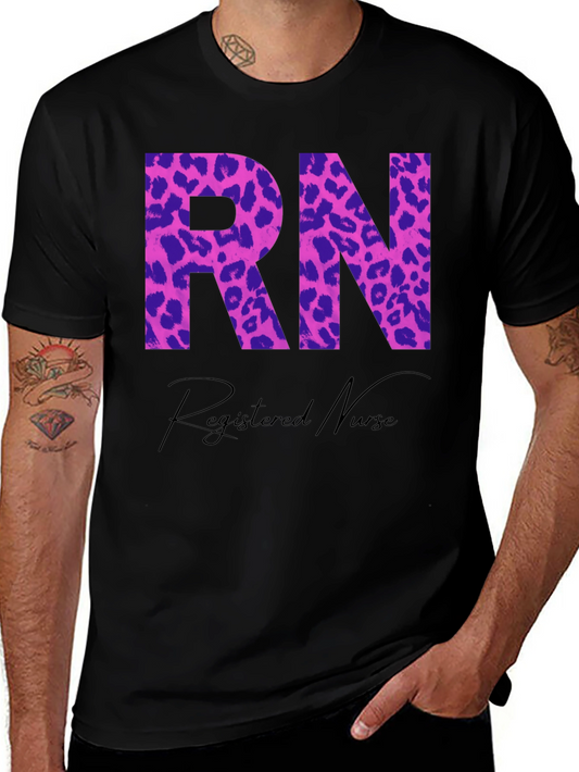RN Registered Nurse Leopard Print Graphic T-Shirt