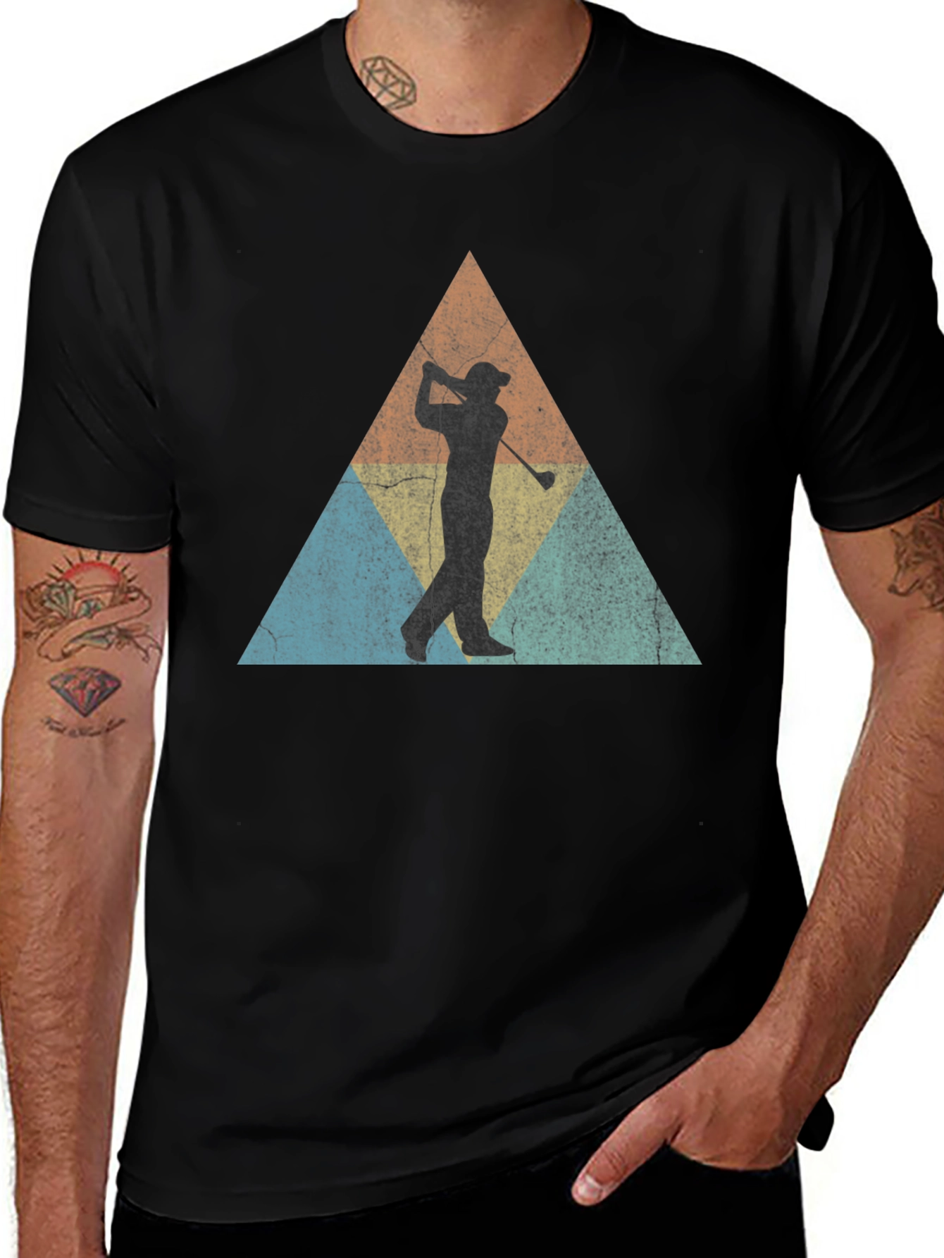 Retro Golfer Triangle Tee