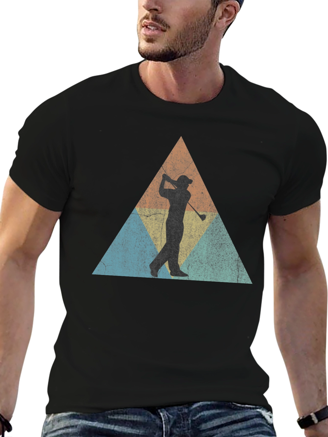 Retro Golfer Triangle Tee