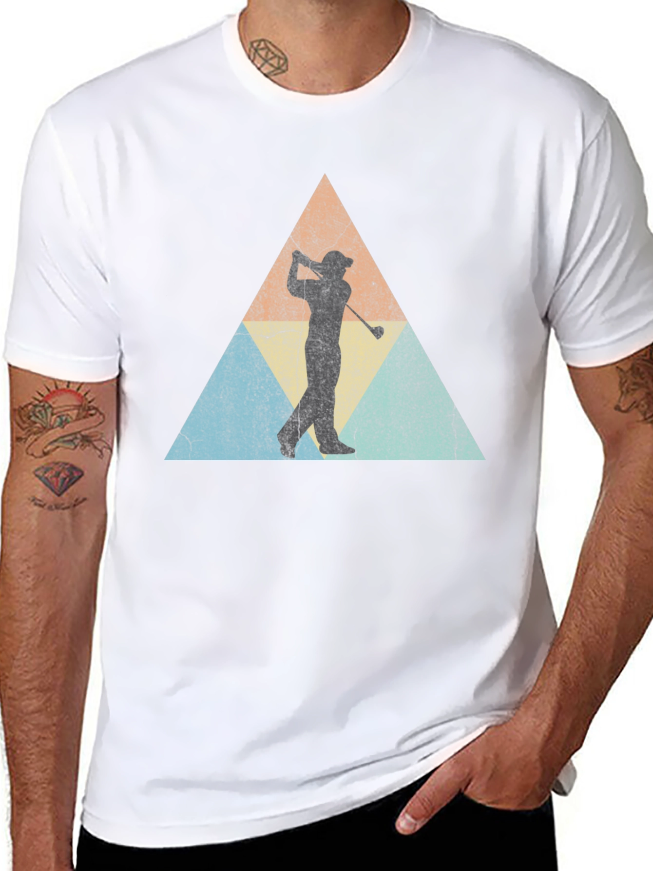 Retro Golfer Triangle Tee