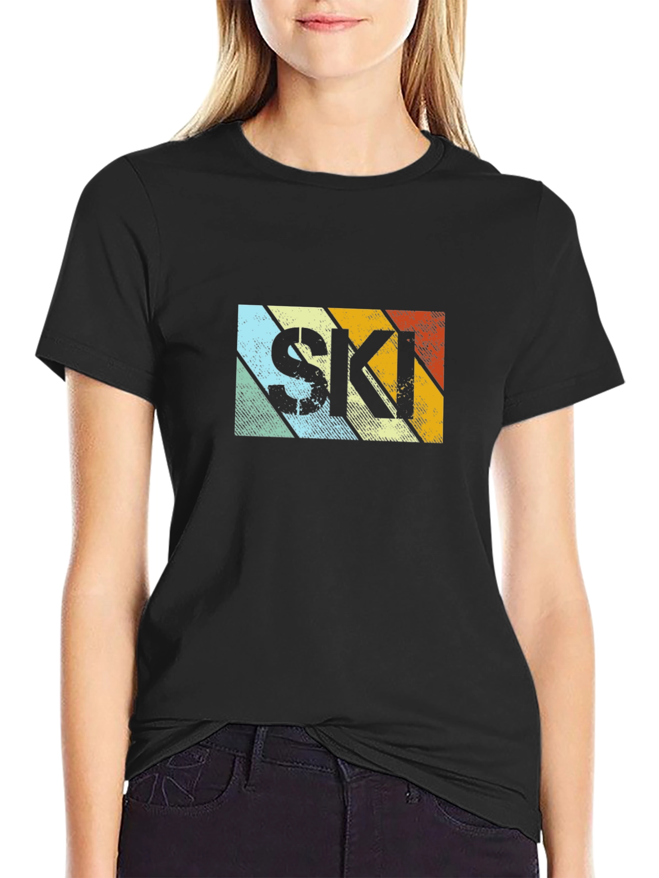 Retro Style SKI Graphic T-Shirt - Black