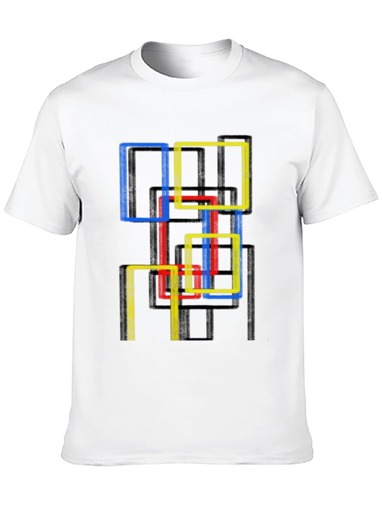 Abstract Geometric Squares Graphic Tee - Modern Art Shirt