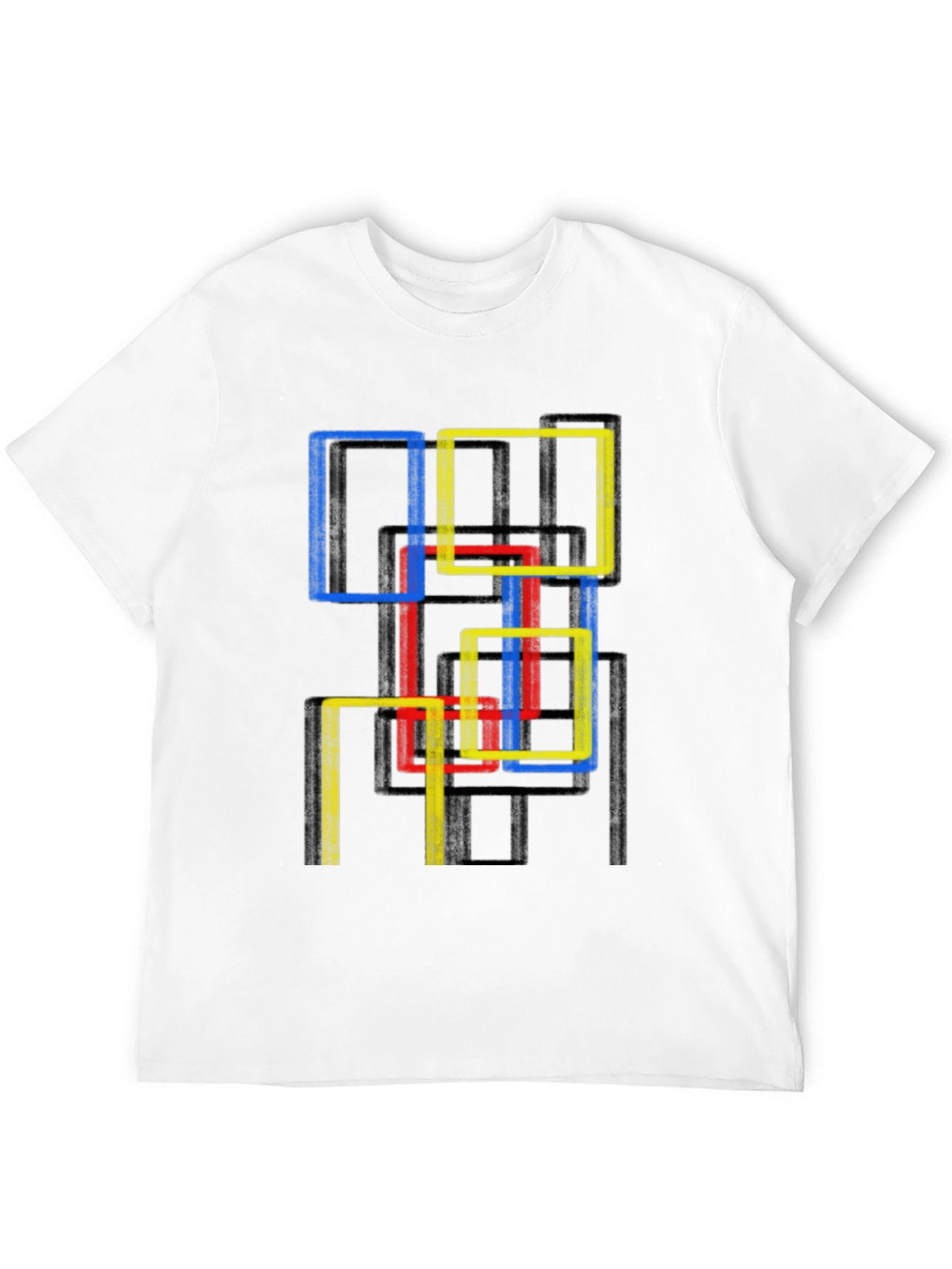 Abstract Geometric Squares Graphic Tee - Modern Art Shirt