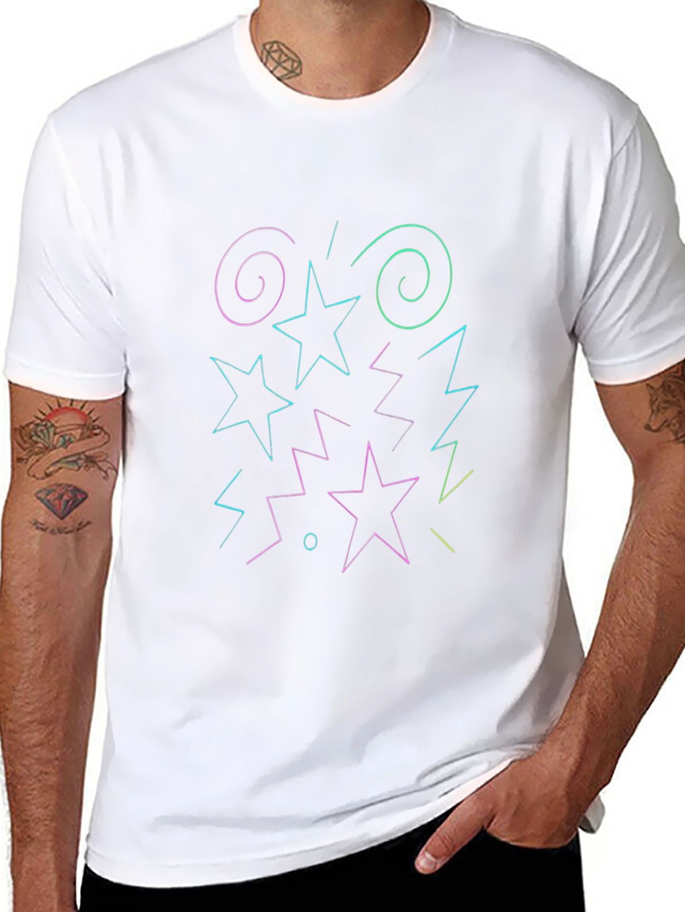 Neon Geometric Star T-Shirt - Unique Design