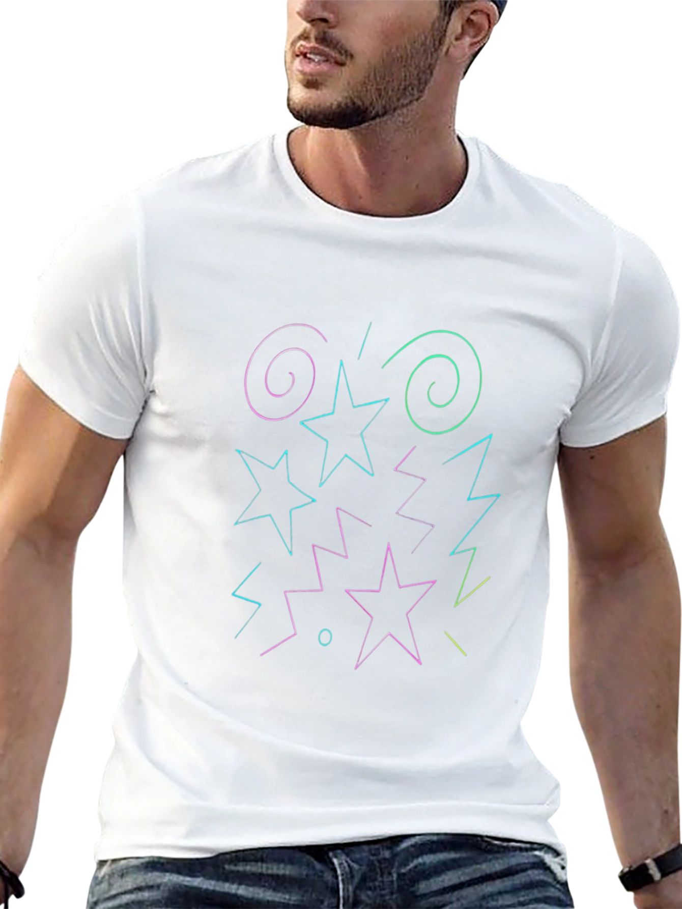 Neon Geometric Star T-Shirt - Unique Design