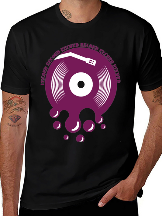 Record Graphic Black Tee - Cool Design