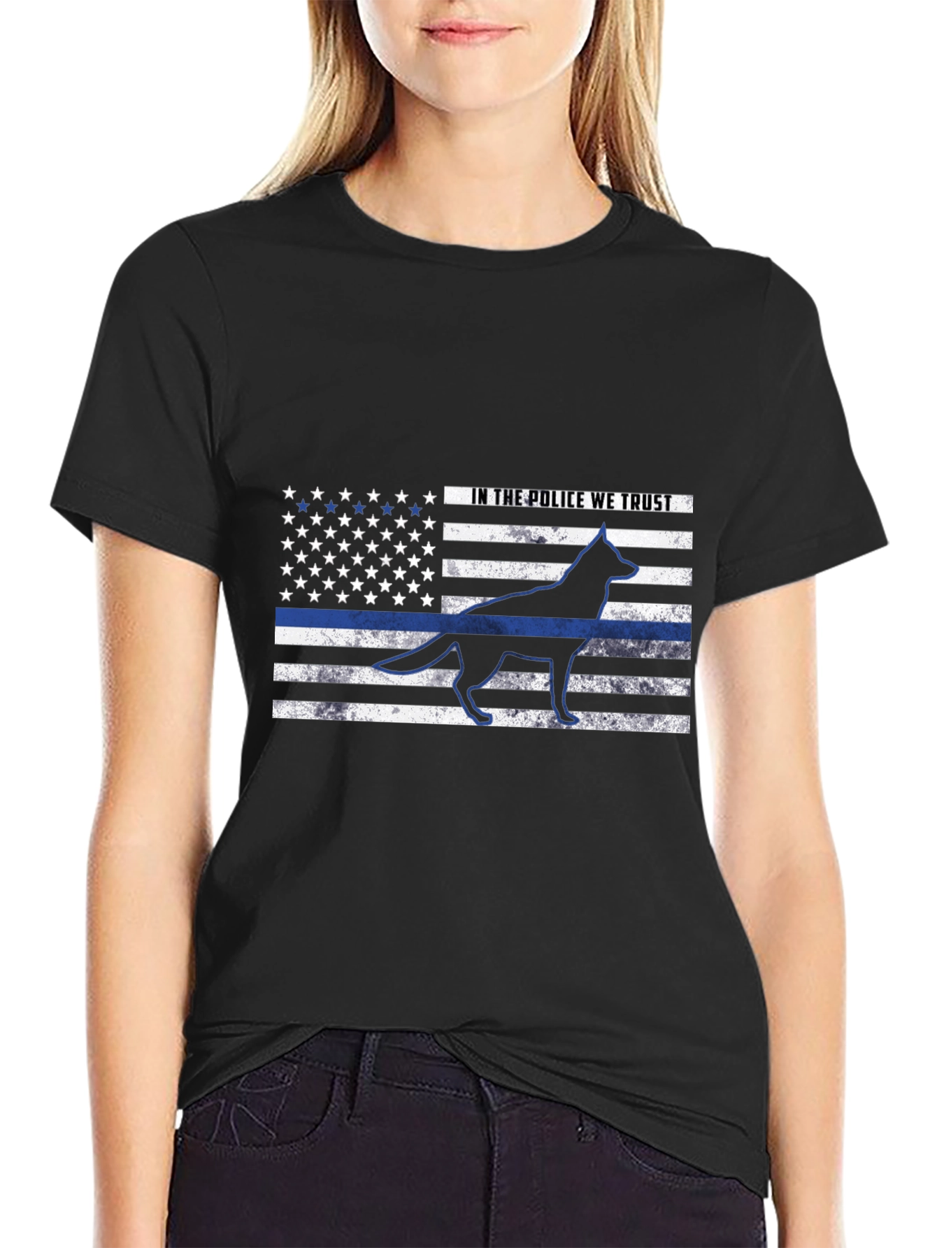 Police K9 Thin Blue Line Flag T-Shirt