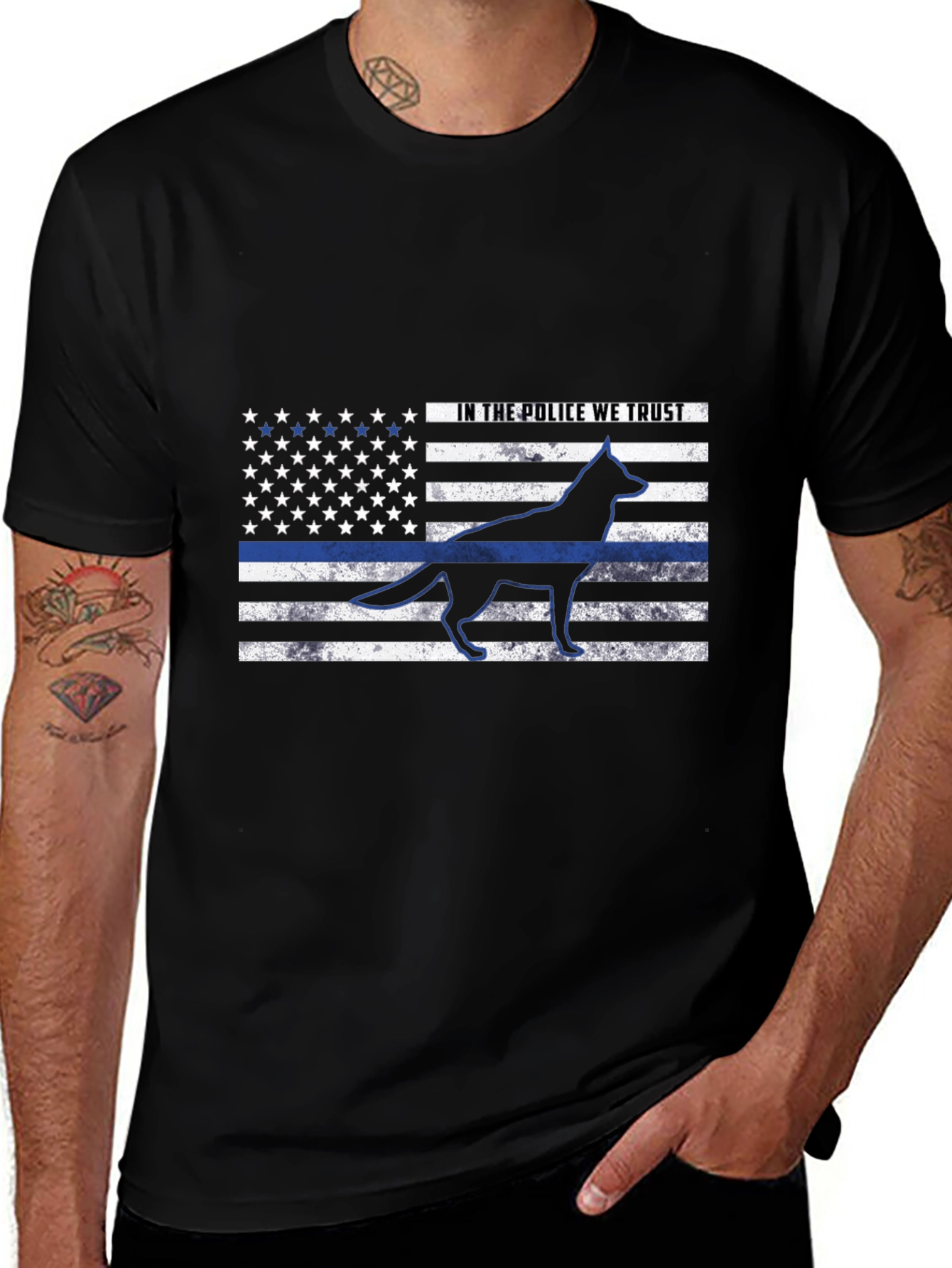 Police K9 Thin Blue Line Flag T-Shirt