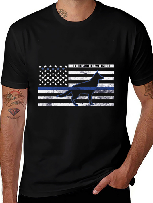 Police K9 Thin Blue Line Flag T-Shirt