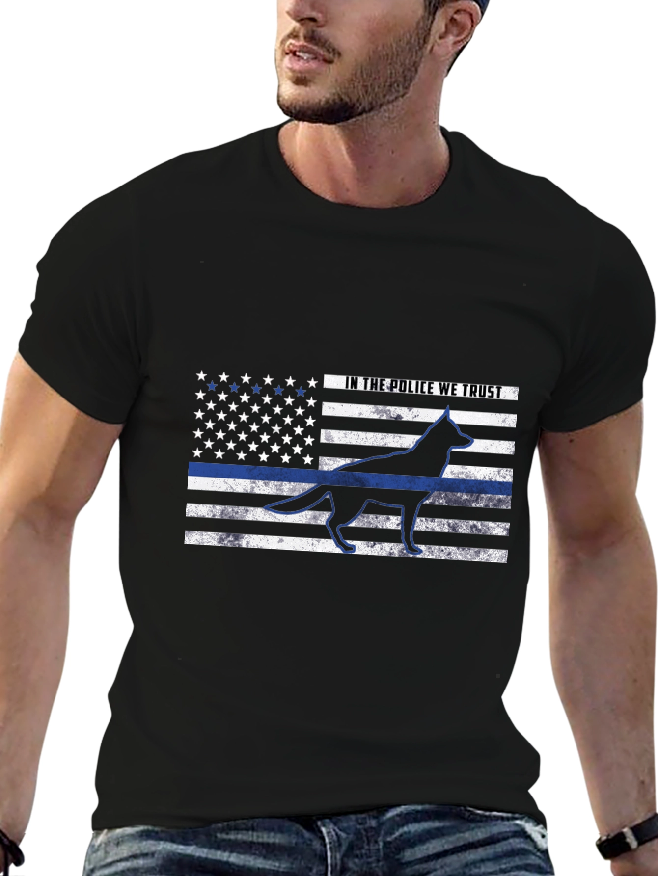 Police K9 Thin Blue Line Flag T-Shirt