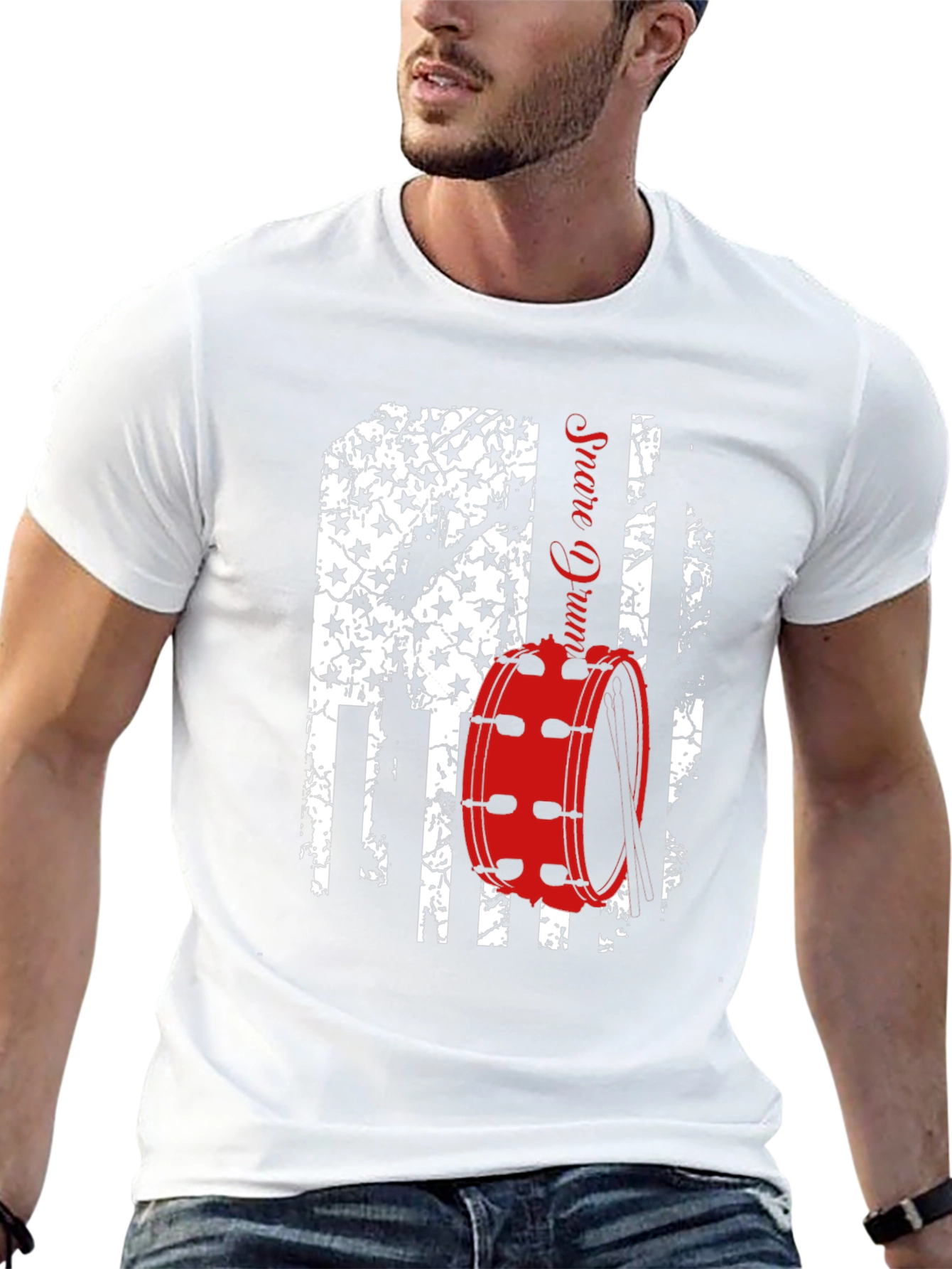 Patriotic Drummer T-Shirt - USA Flag Snare Drum Design