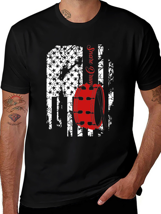 Patriotic Drummer T-Shirt - USA Flag Snare Drum Design