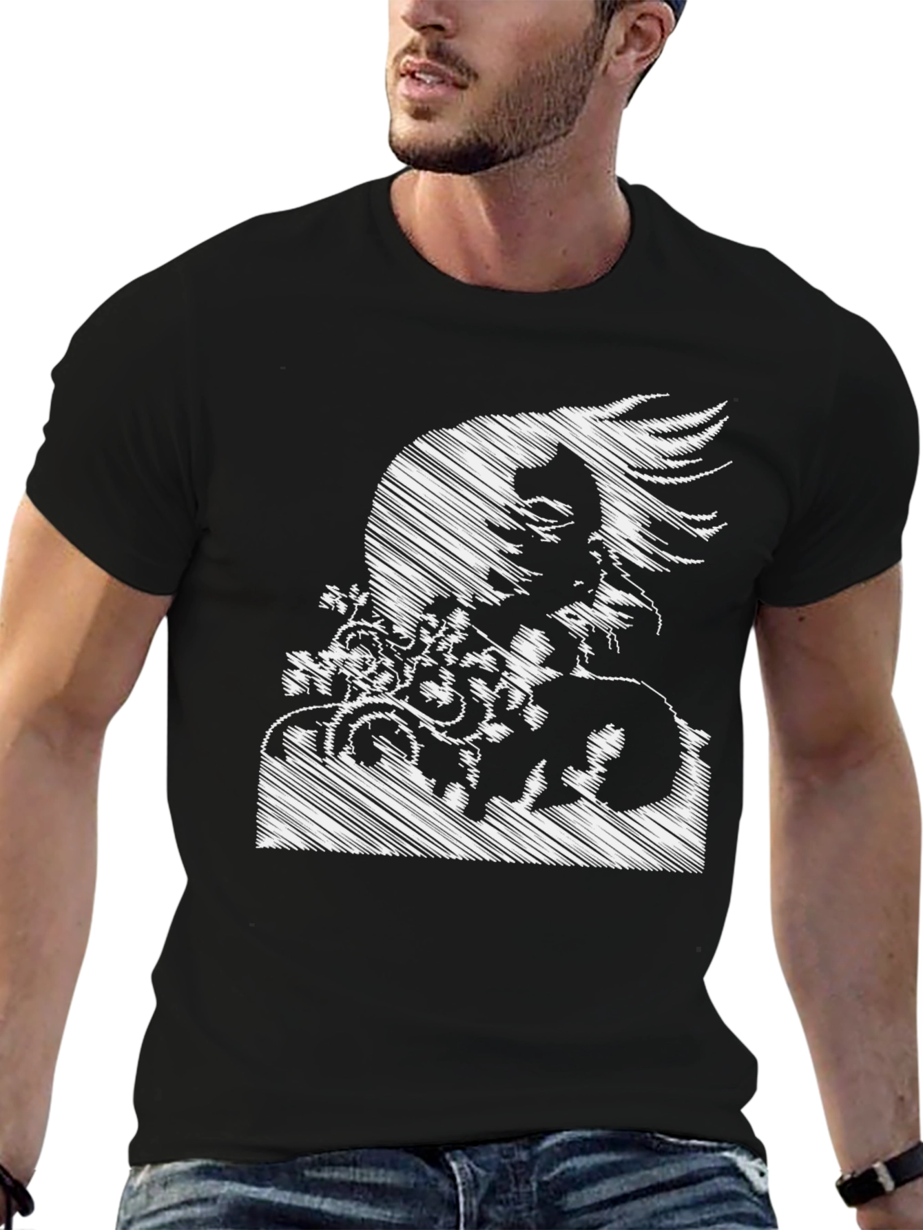 Sketch Art Medusa Graphic Tee - Black
