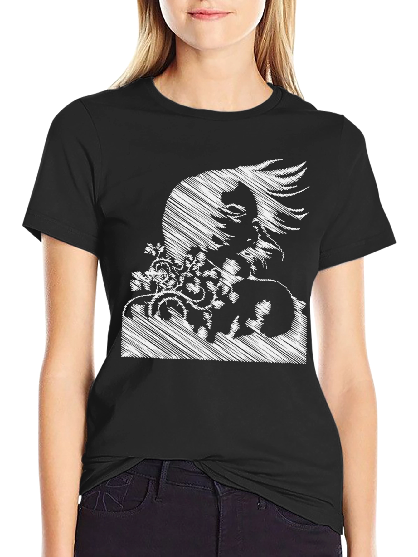 Sketch Art Medusa Graphic Tee - Black