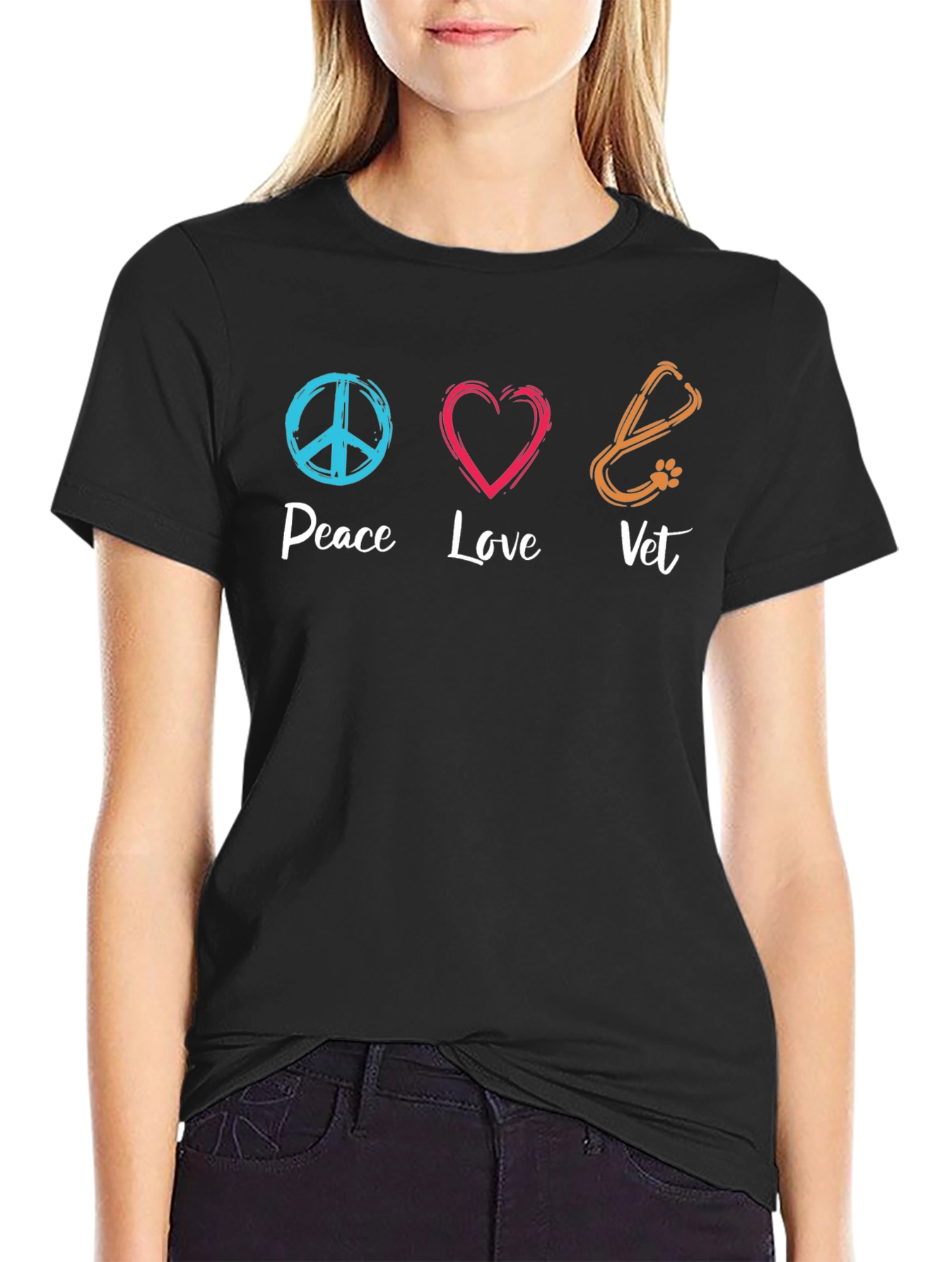 Peace Love Vet T-Shirt - Animal Doctor Tee