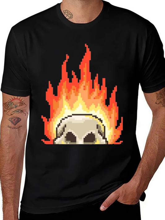Pixel Art Skull Tee - Retro Gaming Style