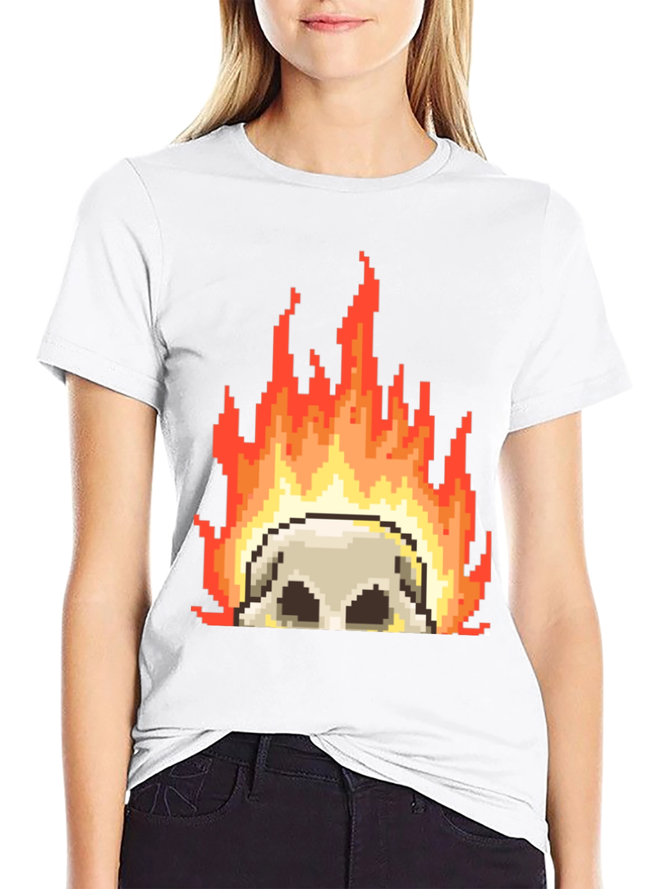 Pixel Art Skull Tee - Retro Gaming Style