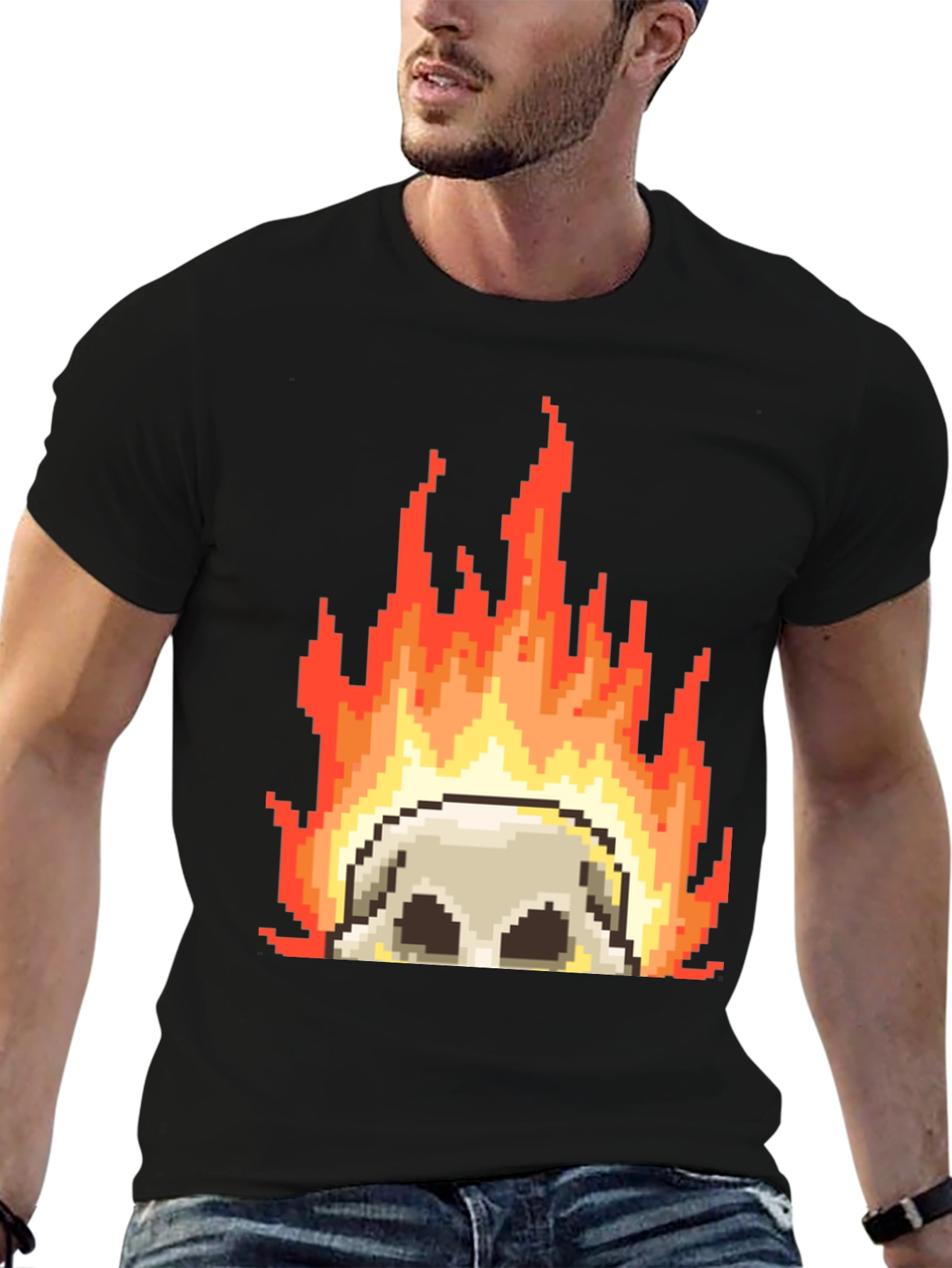 Pixel Art Skull Tee - Retro Gaming Style