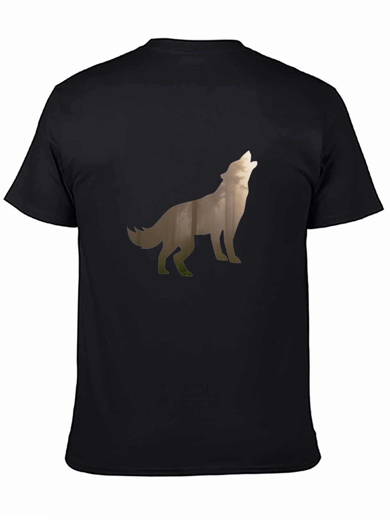 Wolf Silhouette Graphic Tee - Black Cotton T-Shirt