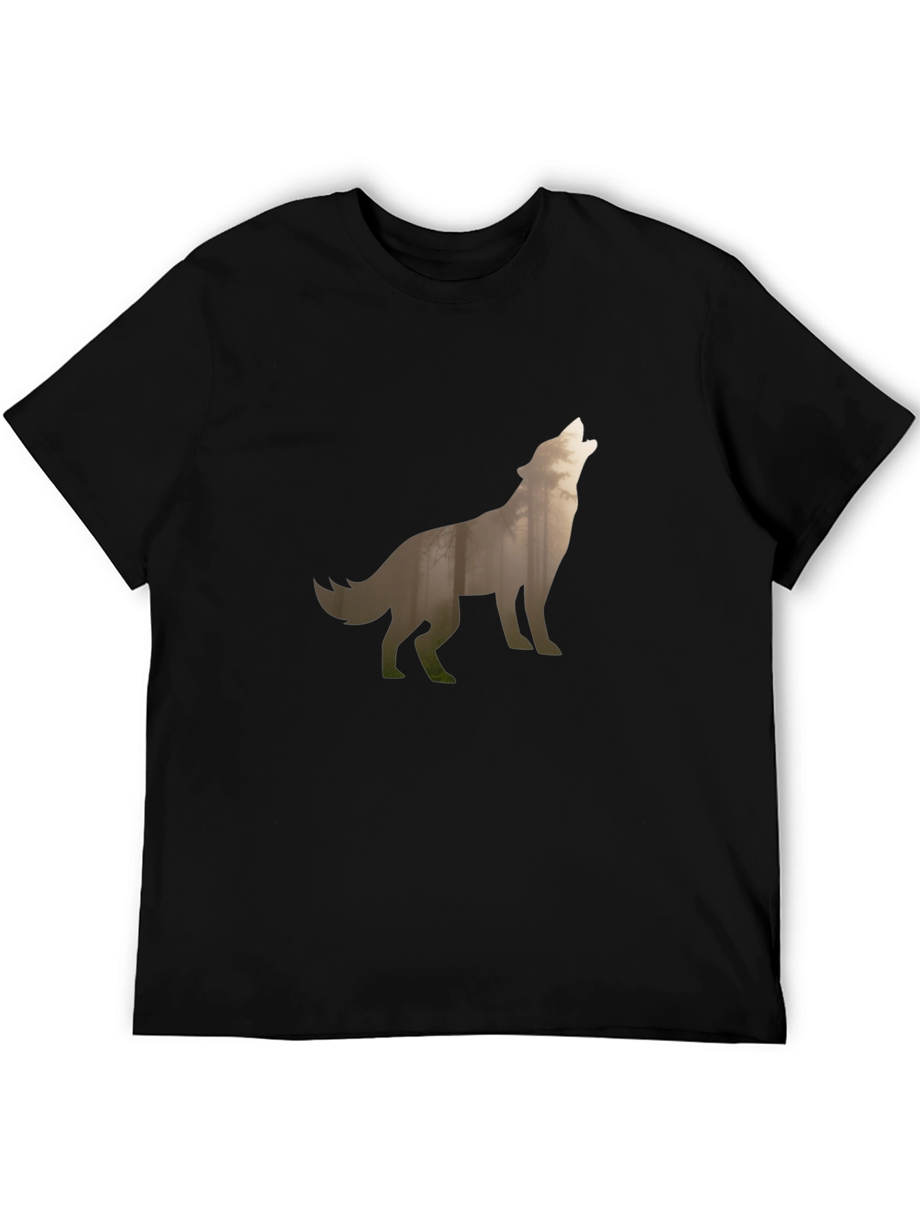 Wolf Silhouette Graphic Tee - Black Cotton T-Shirt