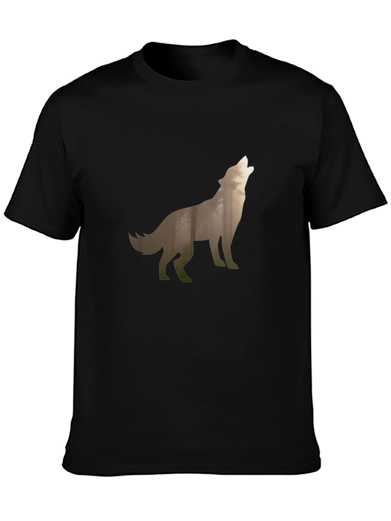Wolf Silhouette Graphic Tee - Black Cotton T-Shirt